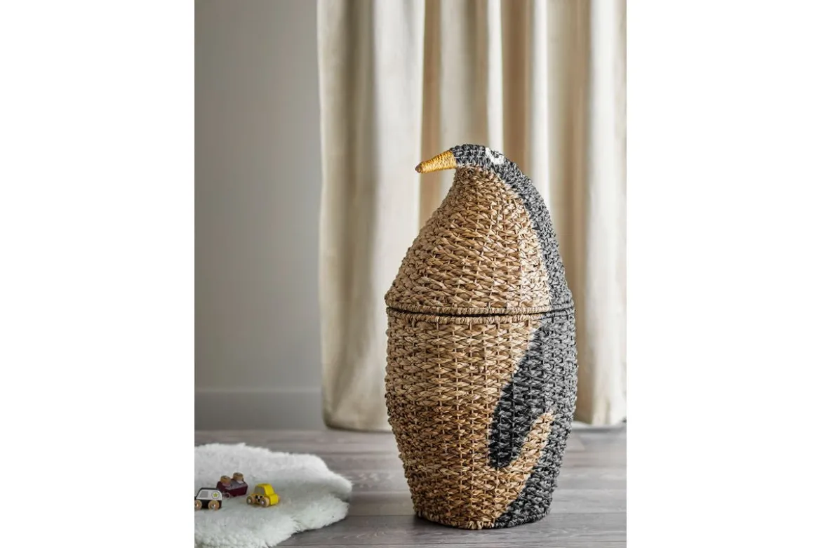 Aufbewahrungskorb Tata - großer Pinguin-Korb aus Rattan für Kinderzimmer