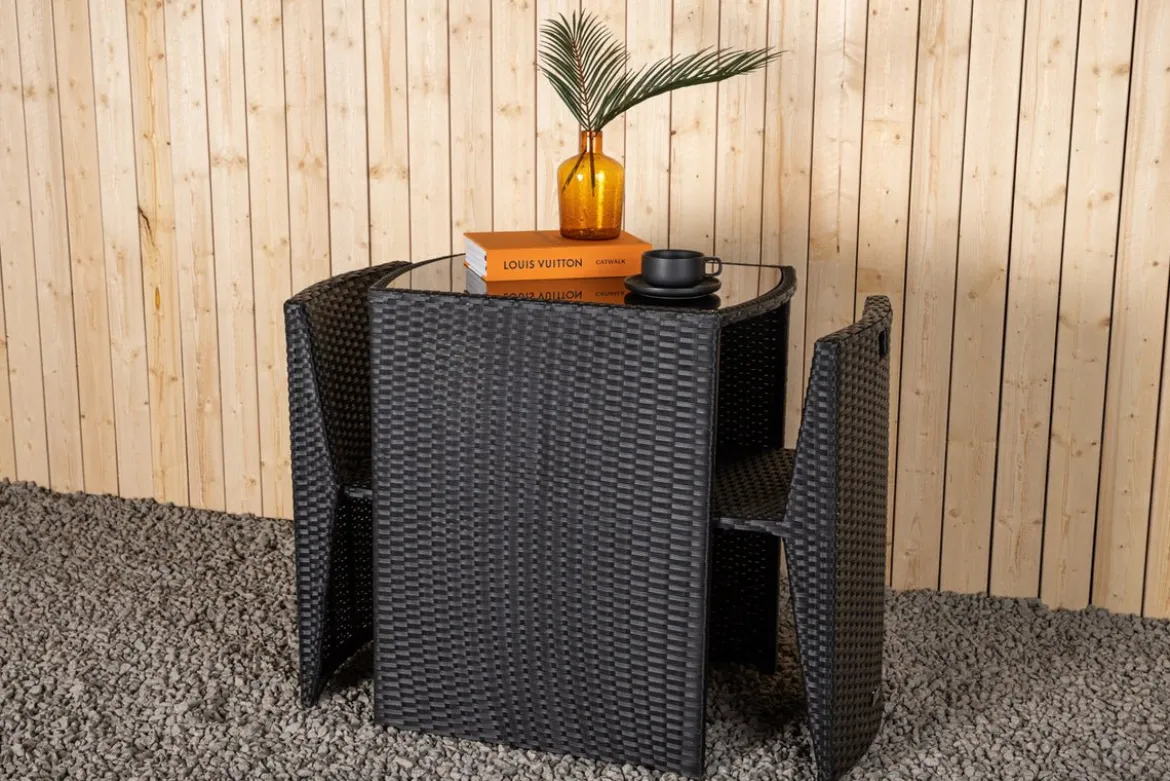 Balkonset Bob - in wahlweise schwarzem oder grauem Rattan