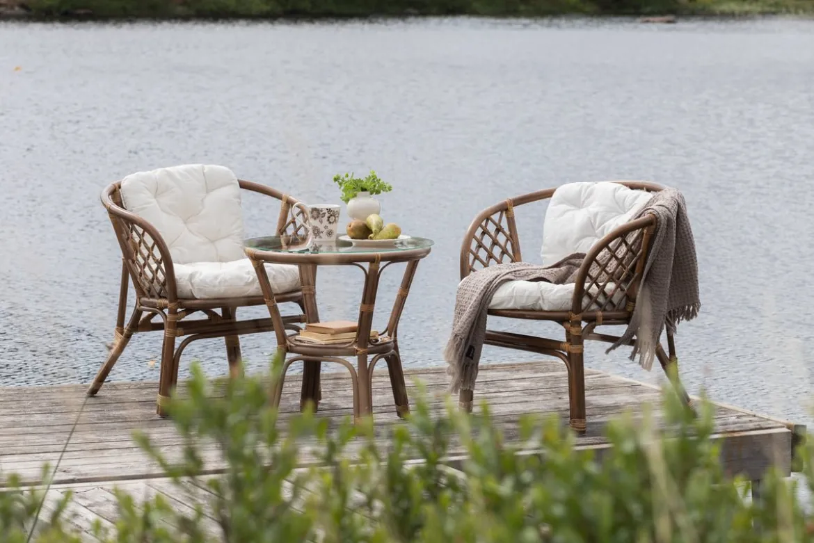 Balkonset Jasmin - aus walnussfarbenen Rattan