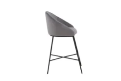 Barhocker Viola - aus Metall mit dunkelgrauem Samt-Bezug