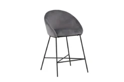 Barhocker Viola - aus Metall mit dunkelgrauem Samt-Bezug