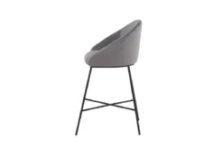 Barhocker Viola - aus Metall mit dunkelgrauem Samt-Bezug