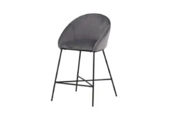 Barhocker Viola - aus Metall mit dunkelgrauem Samt-Bezug