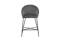 Barhocker Viola - aus Metall mit dunkelgrauem Samt-Bezug