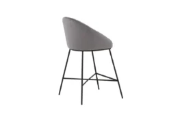 Barhocker Viola - aus Metall mit dunkelgrauem Samt-Bezug