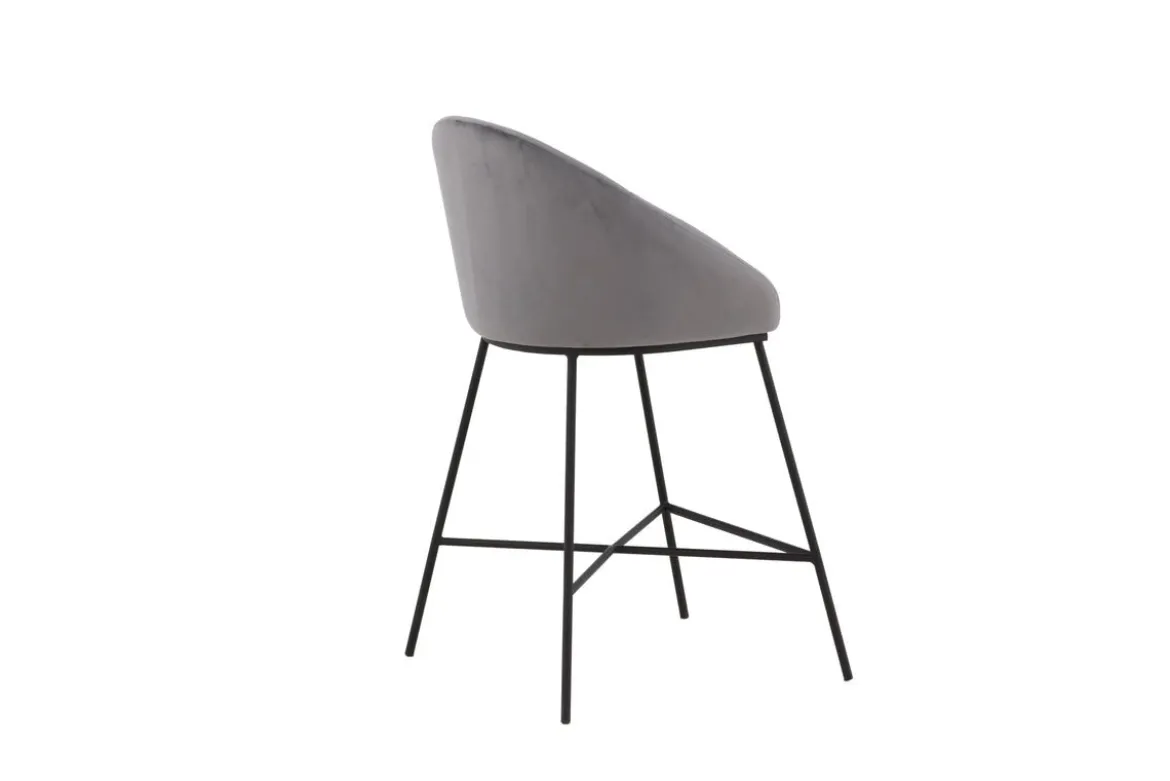 Barhocker Viola - aus Metall mit dunkelgrauem Samt-Bezug