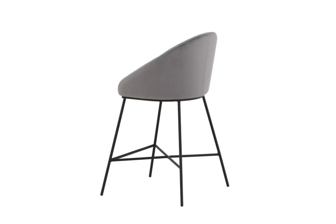 Barhocker Viola - aus Metall mit dunkelgrauem Samt-Bezug