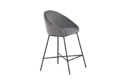 Barhocker Viola - aus Metall mit dunkelgrauem Samt-Bezug