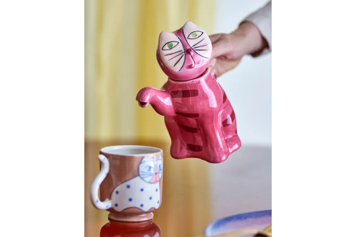 Becher-Set Aldra– Katzenmotiv Steingut (4-teilig)