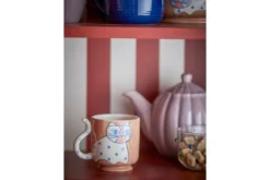 Becher-Set Aldra– Katzenmotiv Steingut (4-teilig)