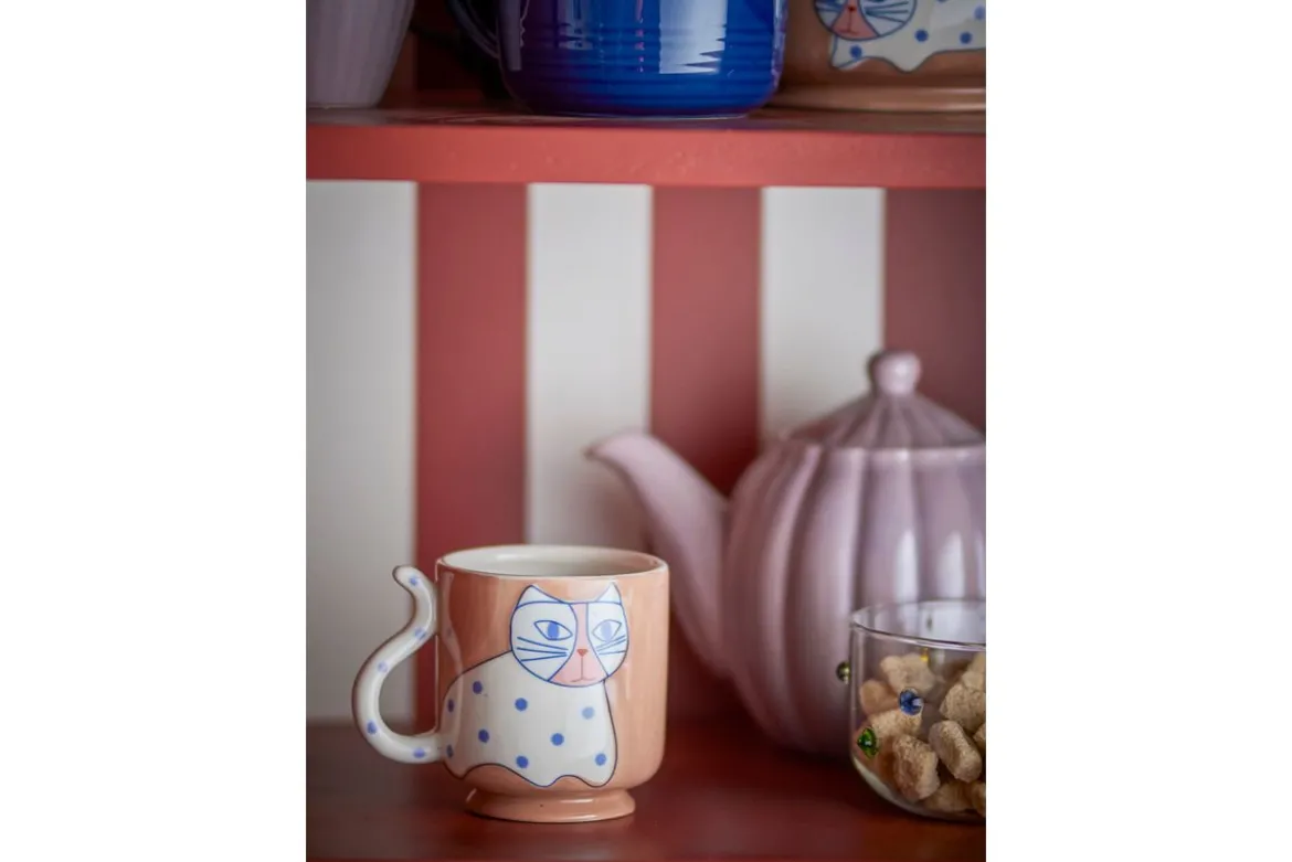 Becher-Set Aldra– Katzenmotiv Steingut (4-teilig)