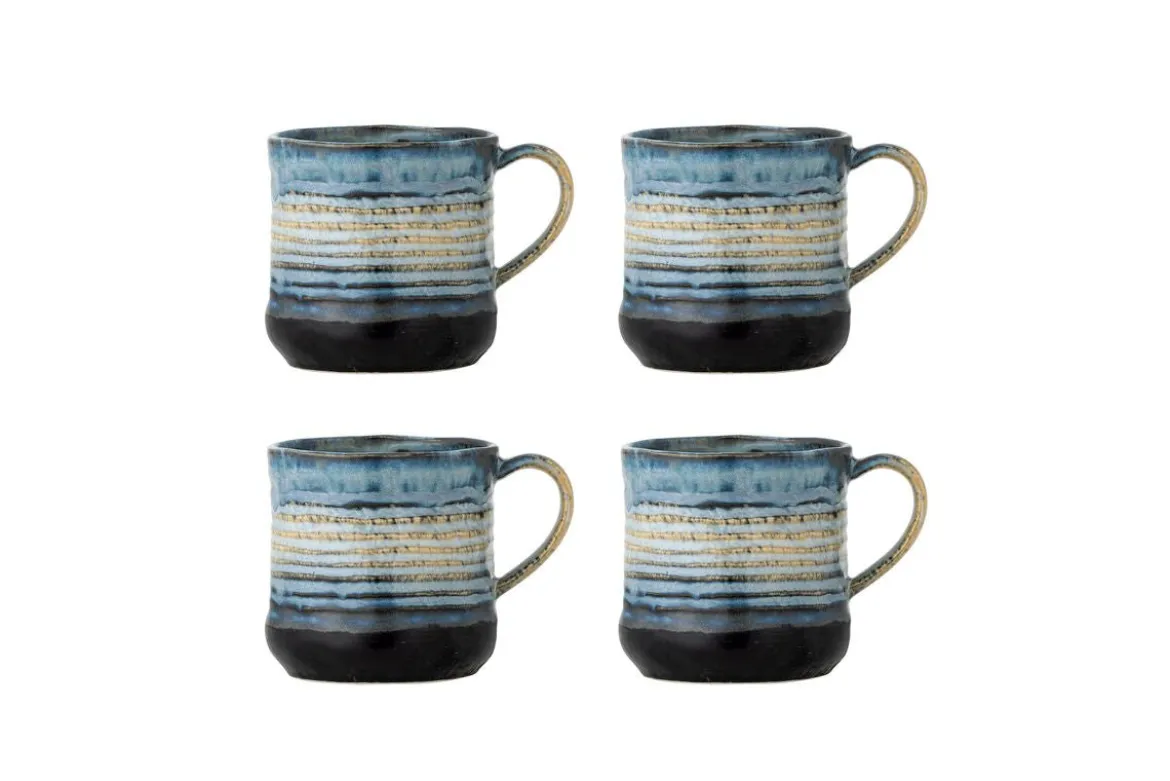 Becher-Set Avena – Reaktive Glasur mit vertikaler Struktur (4er-Set)