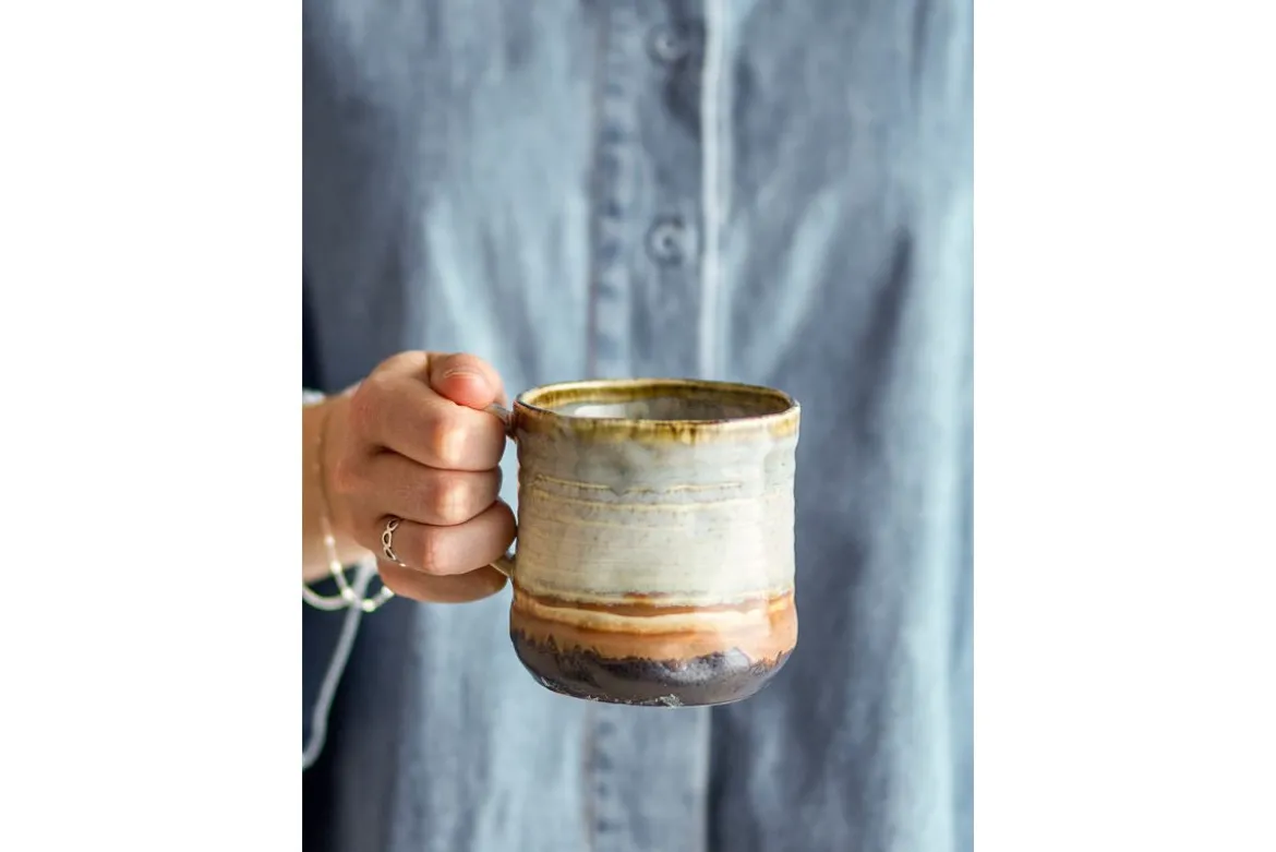Becher-Set Avena – Reaktive Glasur mit vertikaler Struktur (4er-Set)