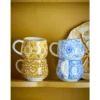 Becher-Set Eirvik – Blau- Orange Steingut (4-teilig)