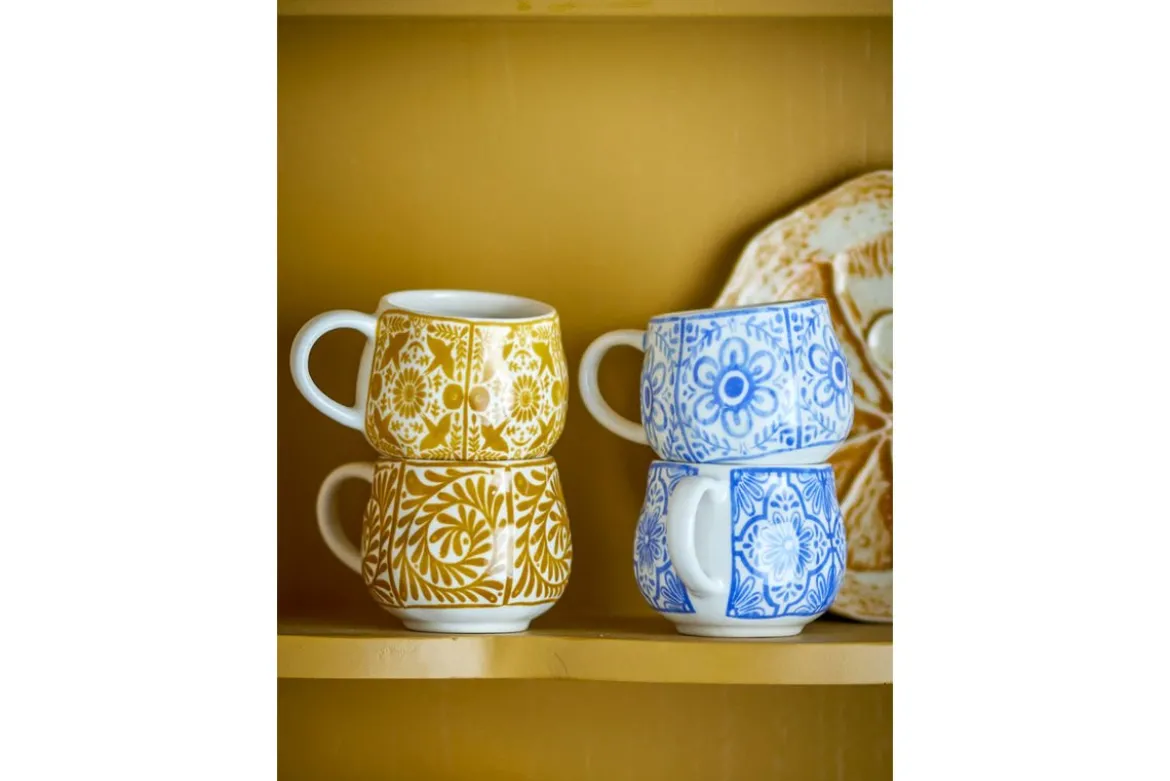 Becher-Set Eirvik – Blau- Orange Steingut (4-teilig)