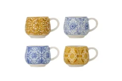 Becher-Set Eirvik – Blau- Orange Steingut (4-teilig)
