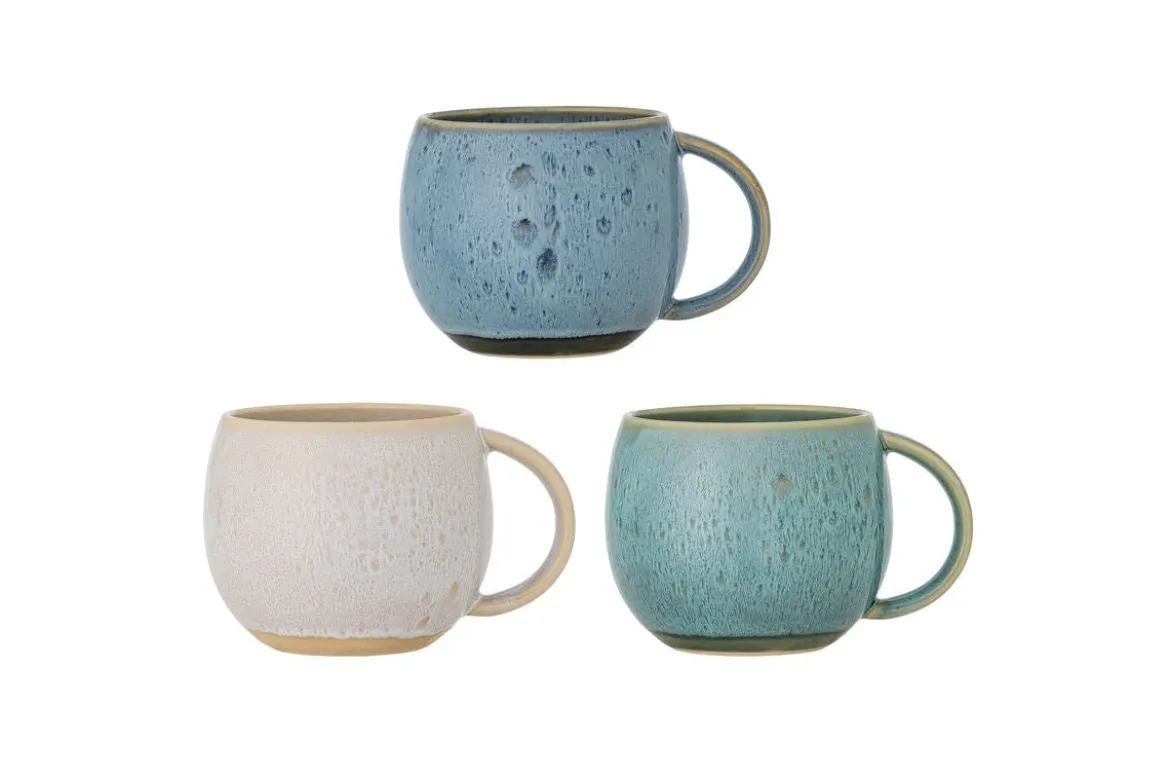 Becher-Set „Elvara“ – Blaues Steingut (3-teilig)
