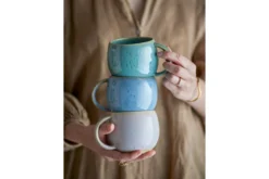 Becher-Set „Elvara“ – Blaues Steingut (3-teilig)