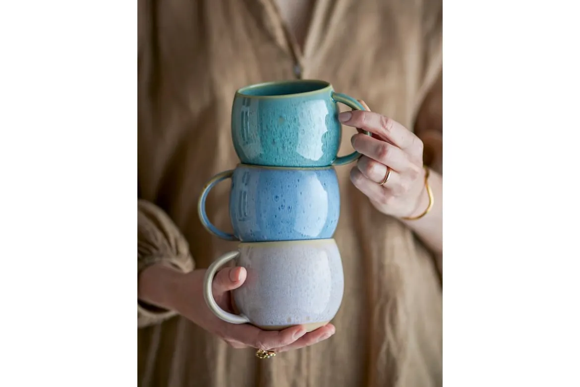 Becher-Set „Elvara“ – Blaues Steingut (3-teilig)