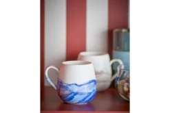 Becher-Set Fjordé – Blau- weiß Steingut (4-teilig)