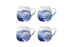 Becher-Set Fjordé – Blau- weiß Steingut (4-teilig)