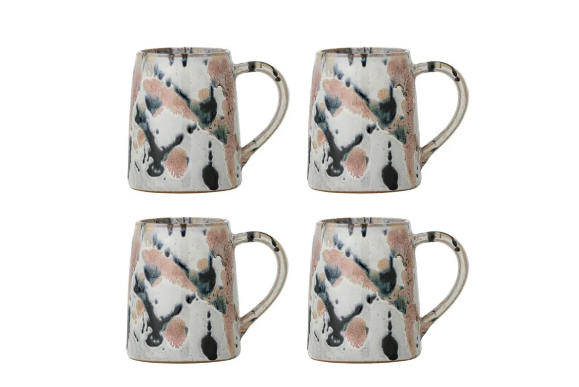 Becher-Set Jana – Steingut mit reaktiver Glasur (4er-Set)