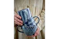 Becher-Set Lela – Grau, gefertigt aus Steingut (4er-Set)