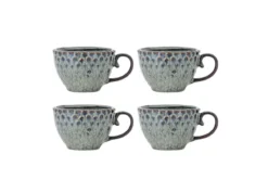 Becher-Set Lela – Grau, gefertigt aus Steingut (4er-Set)