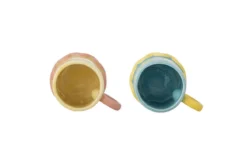 Becher-Set Marina – Handbemalte Farbakzente mit gewelltem Fuß (2er-Set)