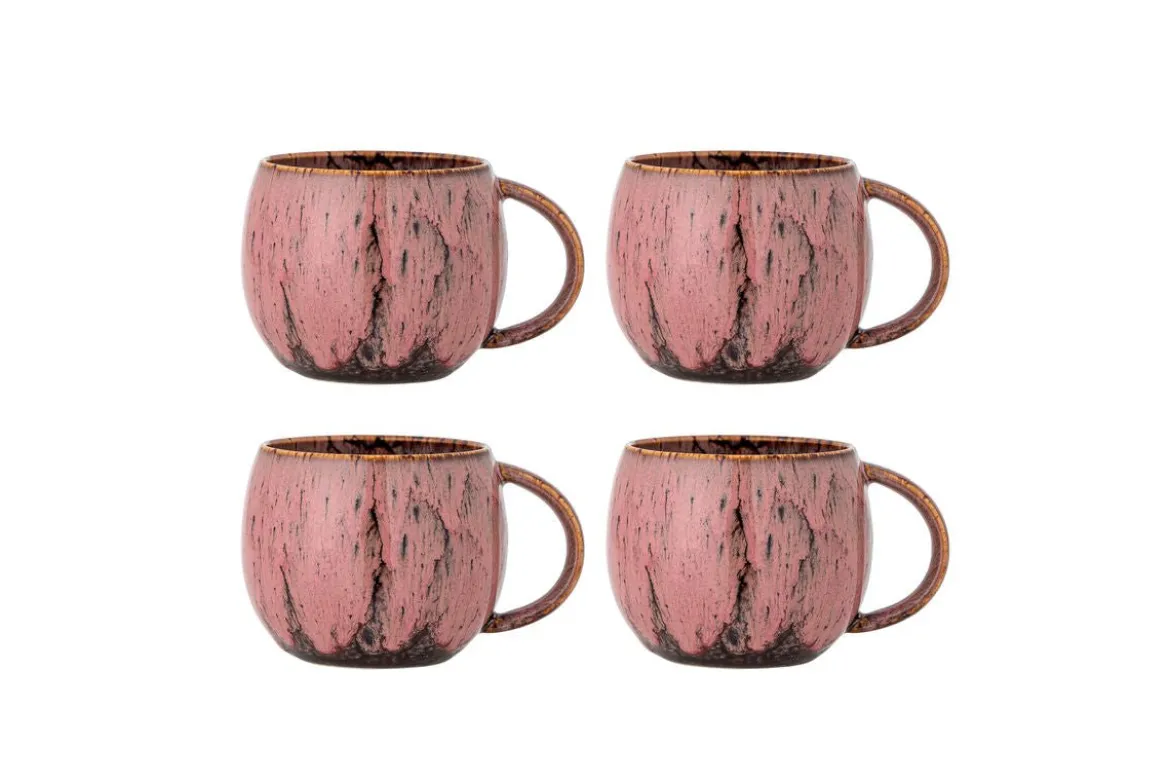 Becher-Set Melal – Rosé, gefertigt aus Steingut (4er-Set)