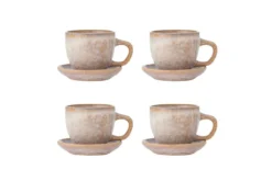 Becher-Set Skaro – Blau Steingut mit Untertasse (4-teilig)