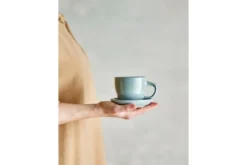 Becher-Set Skaro – Blau Steingut mit Untertasse (4-teilig)
