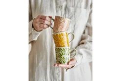 Becher-Set „Vexo“ – Blaues Steingut (3-teilig)