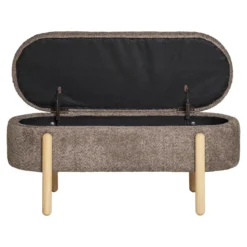 Beistellhocker Bianca Bouclé Braun mit Stauraum