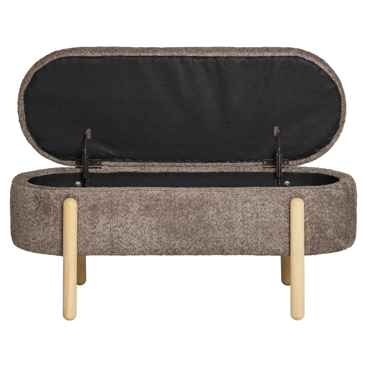 Beistellhocker Bianca Bouclé Braun mit Stauraum