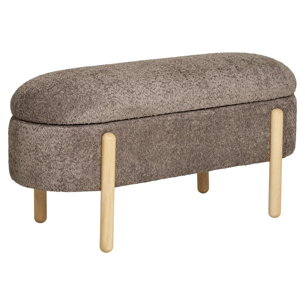 Beistellhocker Bianca Bouclé Braun mit Stauraum