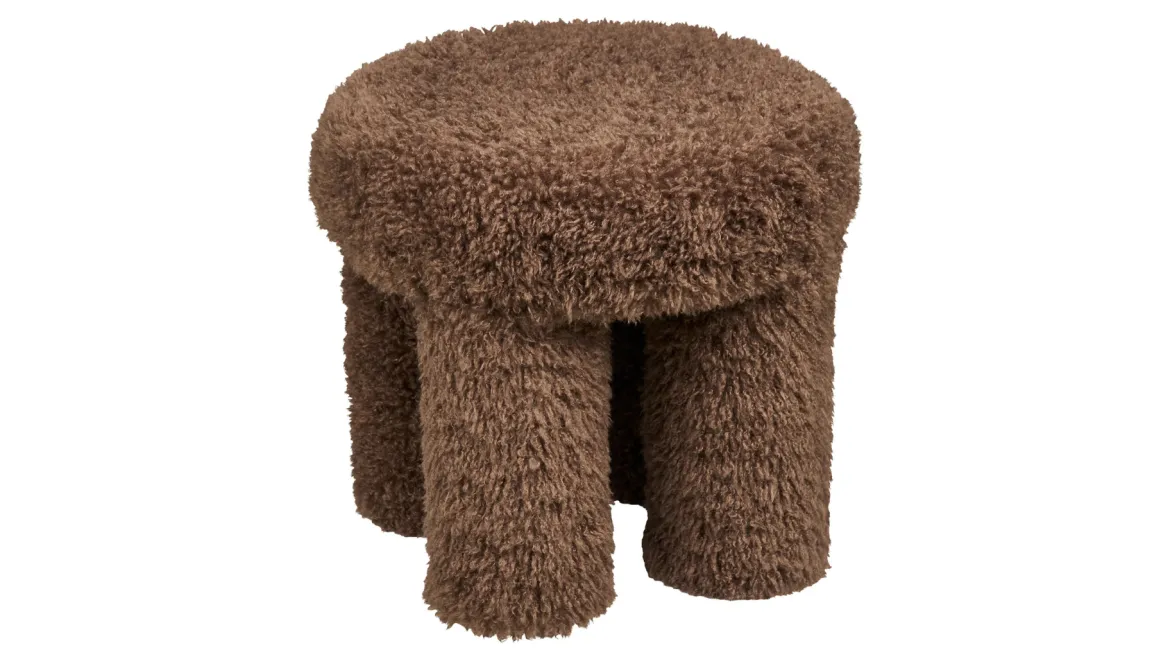 Beistellhocker Gibson - mit braunem Teddy-Polyester