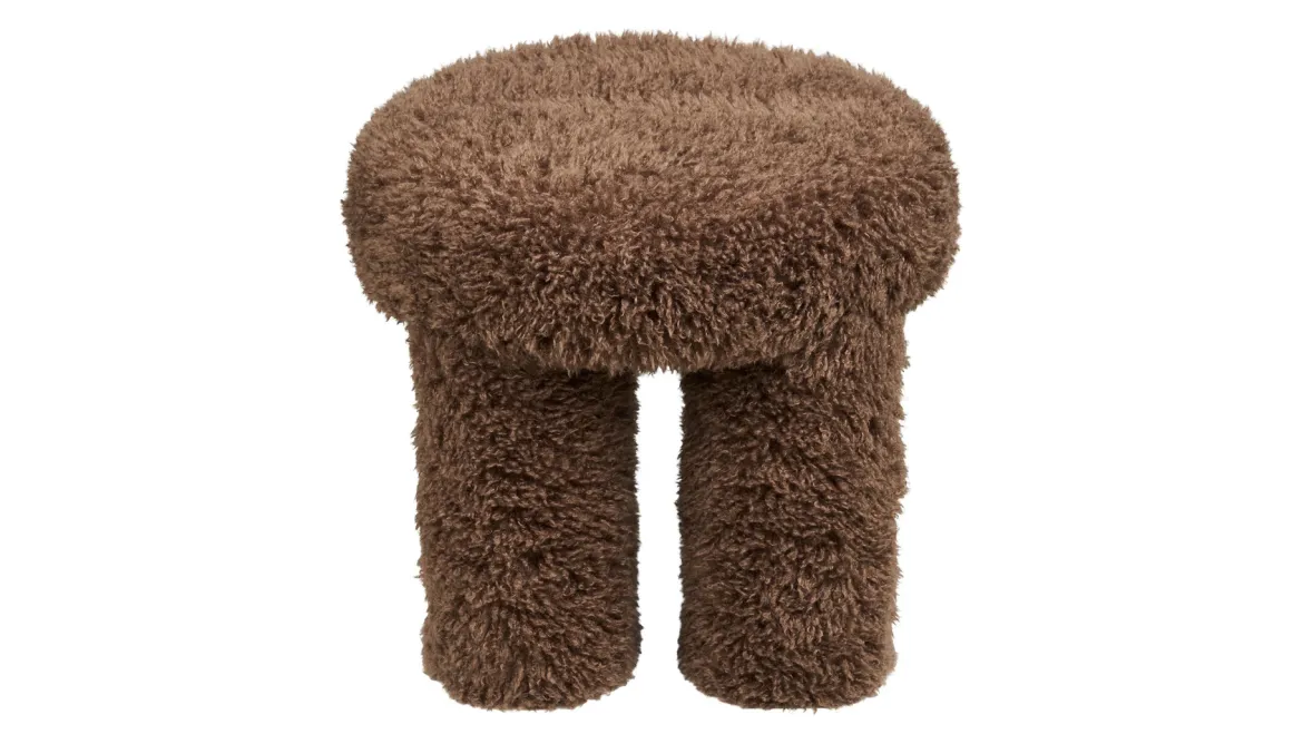 Beistellhocker Gibson - mit braunem Teddy-Polyester
