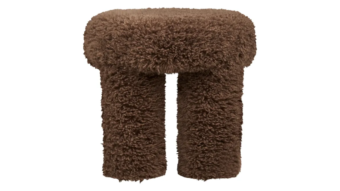 Beistellhocker Gibson - mit braunem Teddy-Polyester