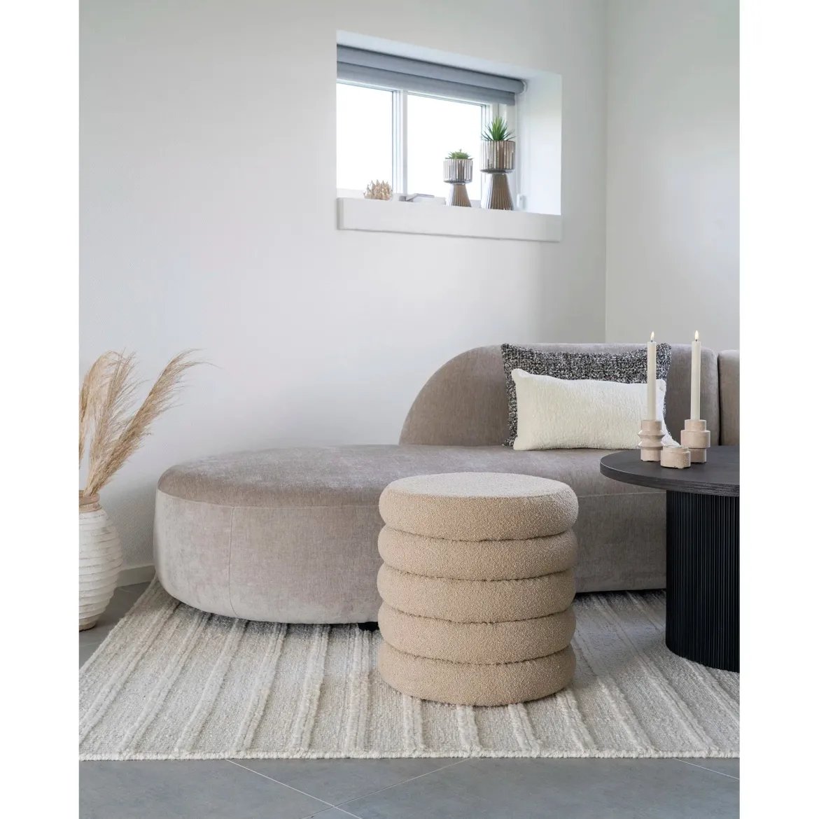 Beistellhocker Lorea Bouclé Beige