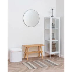 Beistellhocker Lumino Bouclé Weiß mit Stauraum