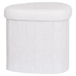 Beistellhocker Lumino Bouclé Weiß mit Stauraum