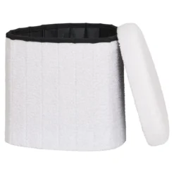 Beistellhocker Lumino Bouclé Weiß mit Stauraum