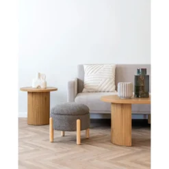 Beistellhocker Merino Bouclé Braun mit Stauraum