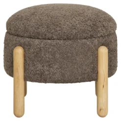 Beistellhocker Merino Bouclé Braun mit Stauraum