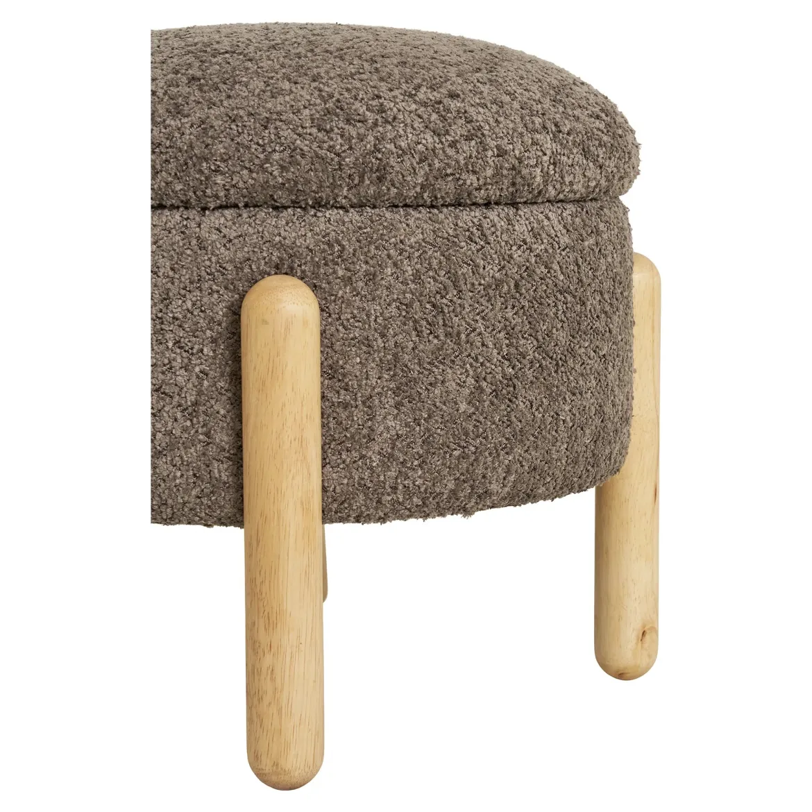 Beistellhocker Merino Bouclé Braun mit Stauraum