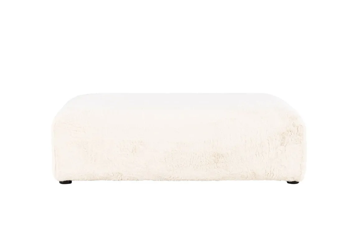 Beistellhocker Nuvano – Weicher Hocker aus Fleece in Beige (100 × 100 cm)