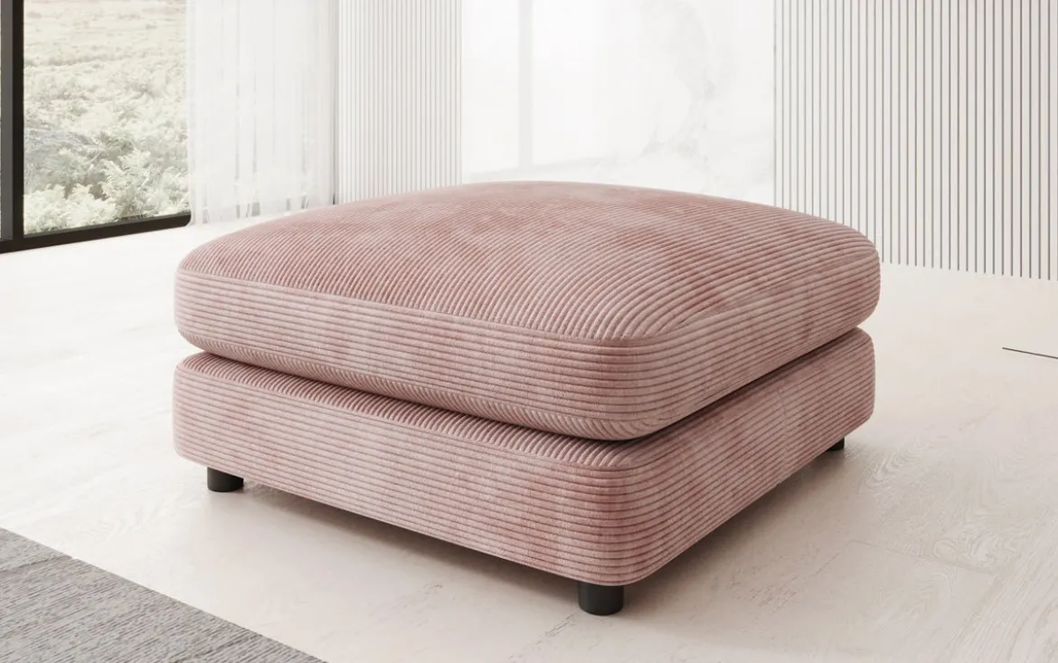 Beistellhocker Thalessa in Cord 90x90cm
