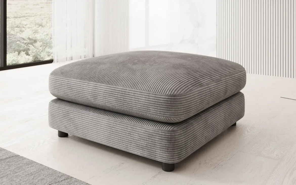 Beistellhocker Thalessa in Cord 90x90cm