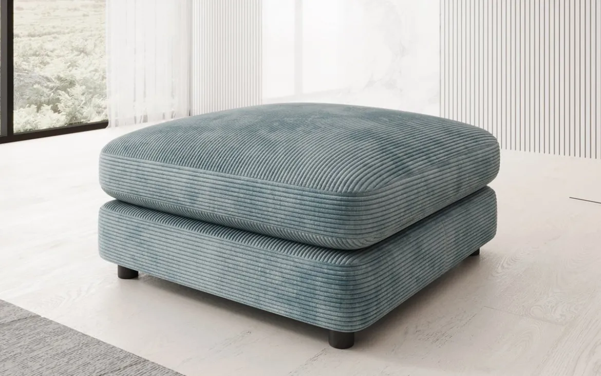 Beistellhocker Thalessa in Cord 90x90cm